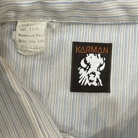 Vintage Karman Mens‎ Shirt Long Tail 17-37 Pearl Snap Striped Long Sleeve EUC - Picture 5 of 8